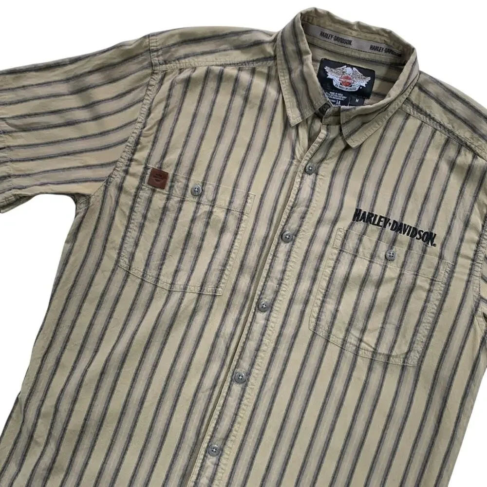 Men's Harley Davidson Short Sleeve Button Down Embroidered Shirt Medioum